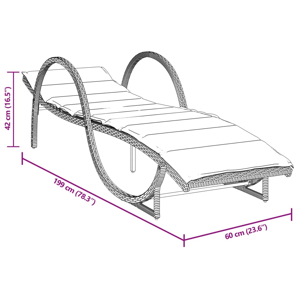 Sonnenliege Mit Auflage 60X199X42 Cm Poly Rattan