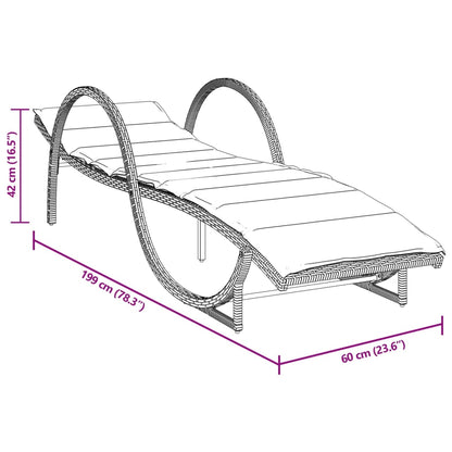 Sonnenliege Mit Auflage 60X199X42 Cm Poly Rattan