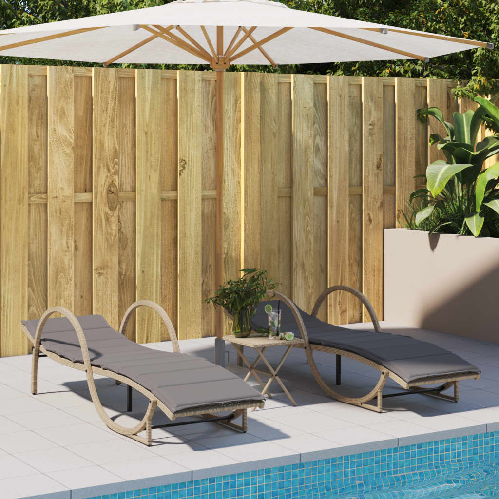 Sonnenliege Mit Auflage 60X199X42 Cm Poly Rattan