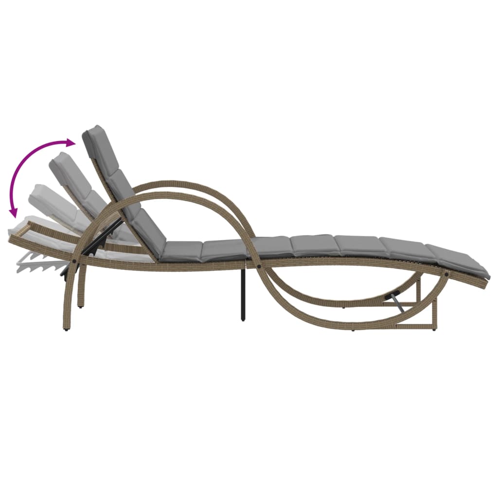 Sonnenliege Mit Auflage 60X199X42 Cm Poly Rattan
