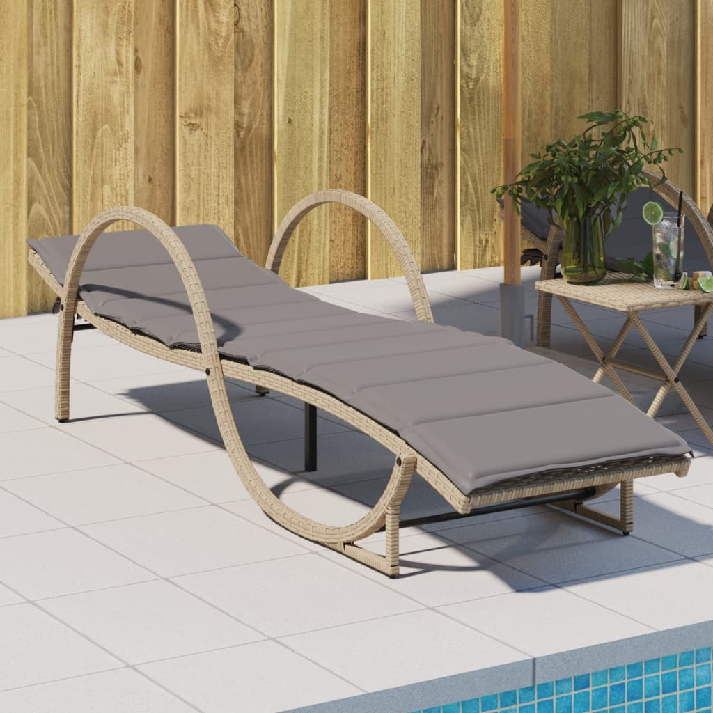Sonnenliege Mit Auflage 60X199X42 Cm Poly Rattan
