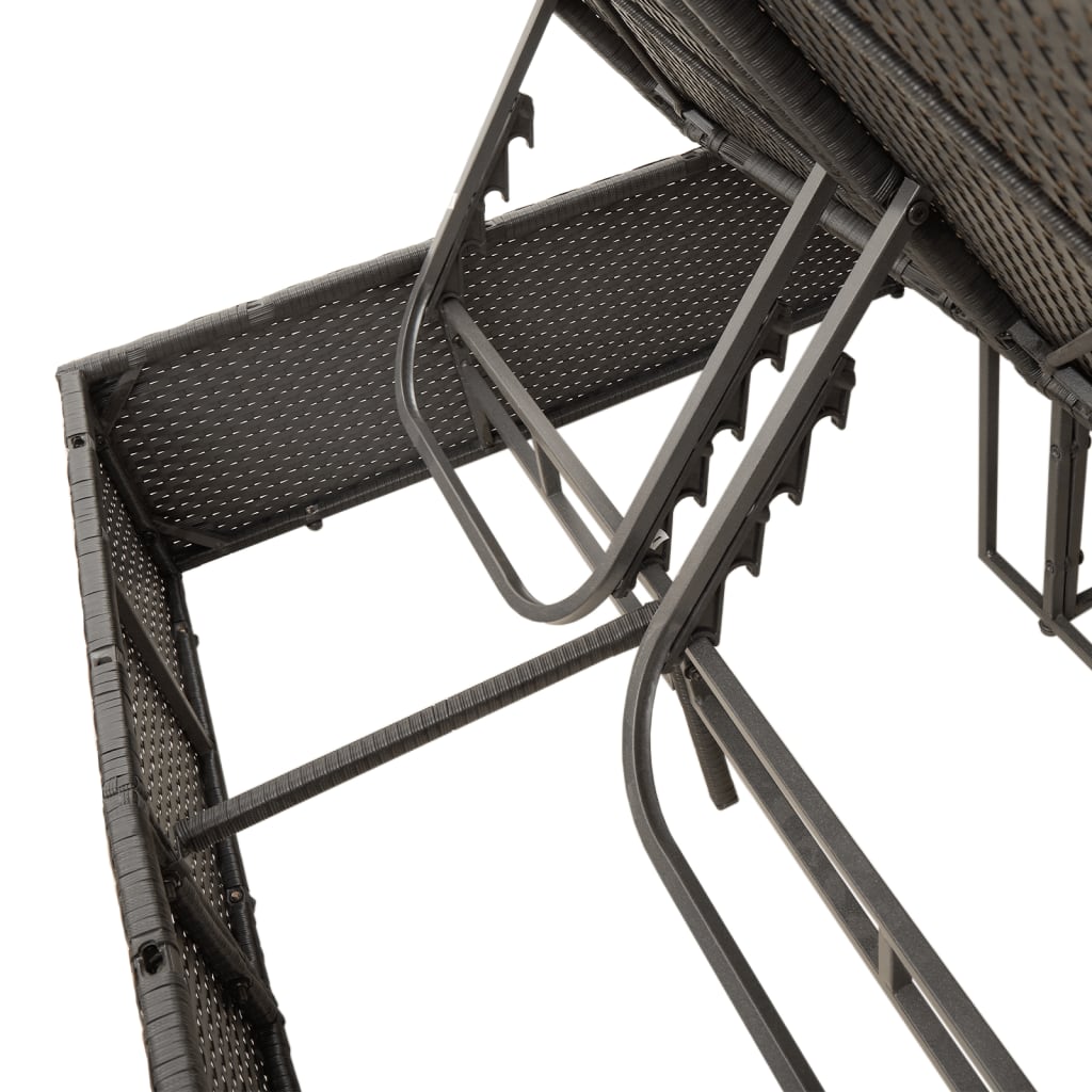 Doppel-Sonnenliege Mit Kissen&Sonnenschirm Poly Rattan
