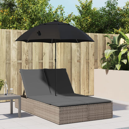 Doppel-Sonnenliege Mit Kissen&Sonnenschirm Poly Rattan