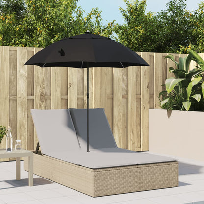 Doppel-Sonnenliege Mit Kissen&Sonnenschirm Poly Rattan