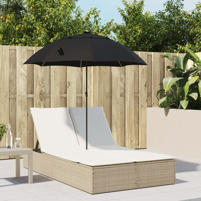 Doppel-Sonnenliege Mit Kissen&Sonnenschirm Poly Rattan