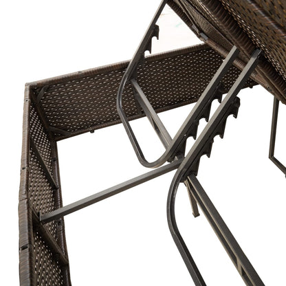 Doppel-Sonnenliege Mit Kissen & Sonnenschirm Poly Rattan