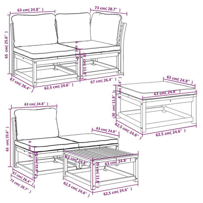 6-Tlg. Garten-Lounge-Set Mit Kissen Massivholz Akazie