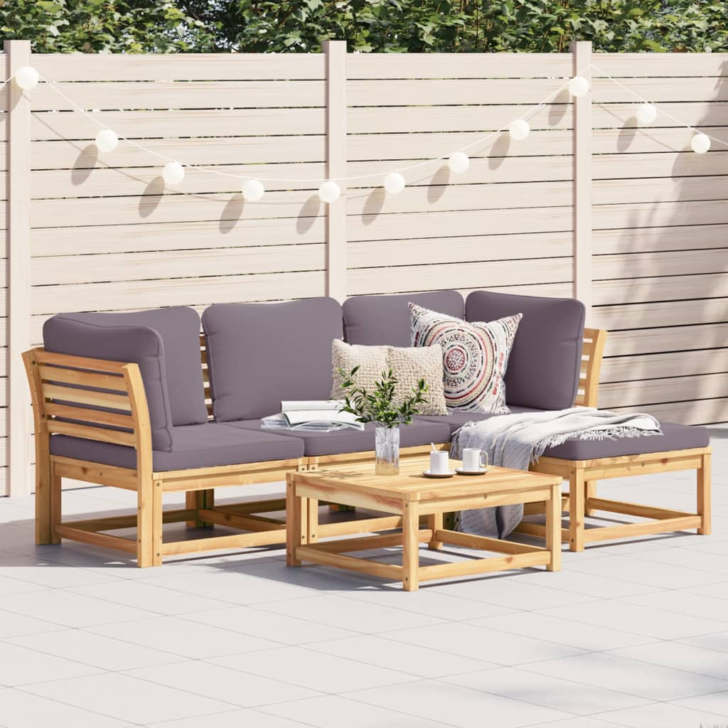 6-Tlg. Garten-Lounge-Set Mit Kissen Massivholz Akazie