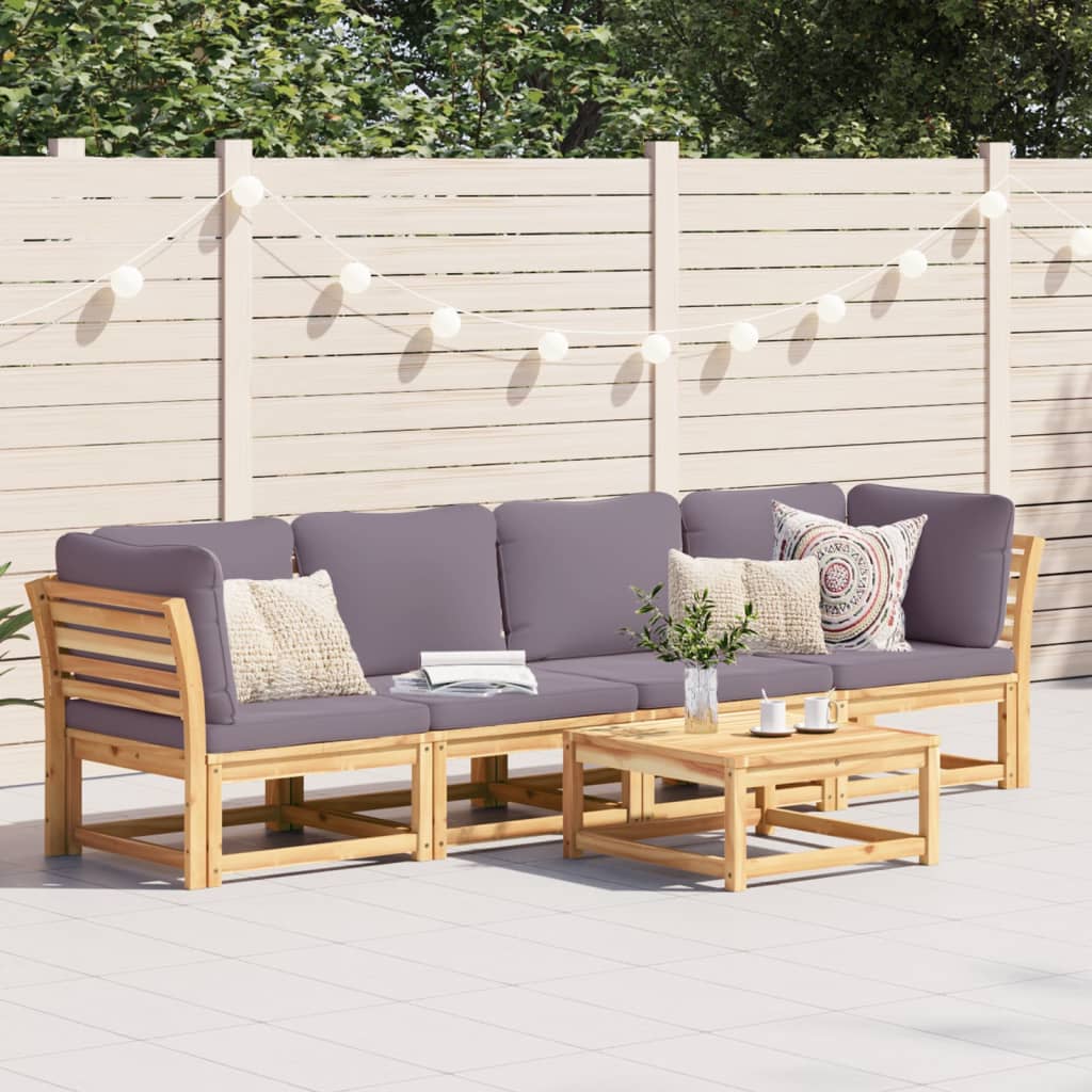 6-Tlg. Garten-Lounge-Set Mit Kissen Massivholz Akazie