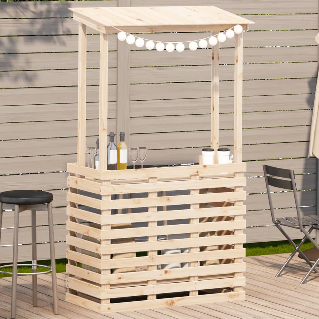 Gartenbar Mit Dach 112,5X57X195,5 Cm Massivholz Kiefer