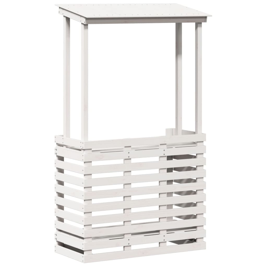 Gartenbar Mit Dach Weiß 112,5X57X195,5 Cm Massivholz Kiefer