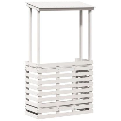 Gartenbar Mit Dach Weiß 112,5X57X195,5 Cm Massivholz Kiefer