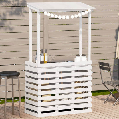 Gartenbar Mit Dach Weiß 112,5X57X195,5 Cm Massivholz Kiefer