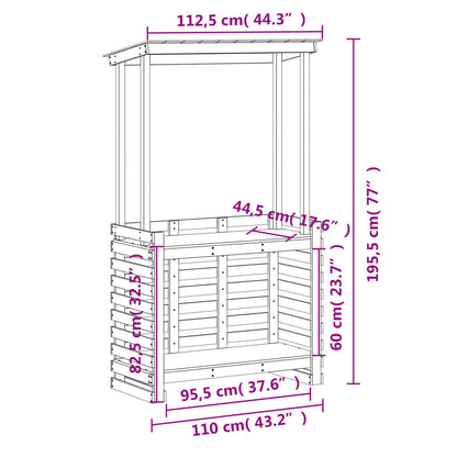 Gartenbar Mit Dach 112,5X57X195,5 Cm Massivholz Kiefer