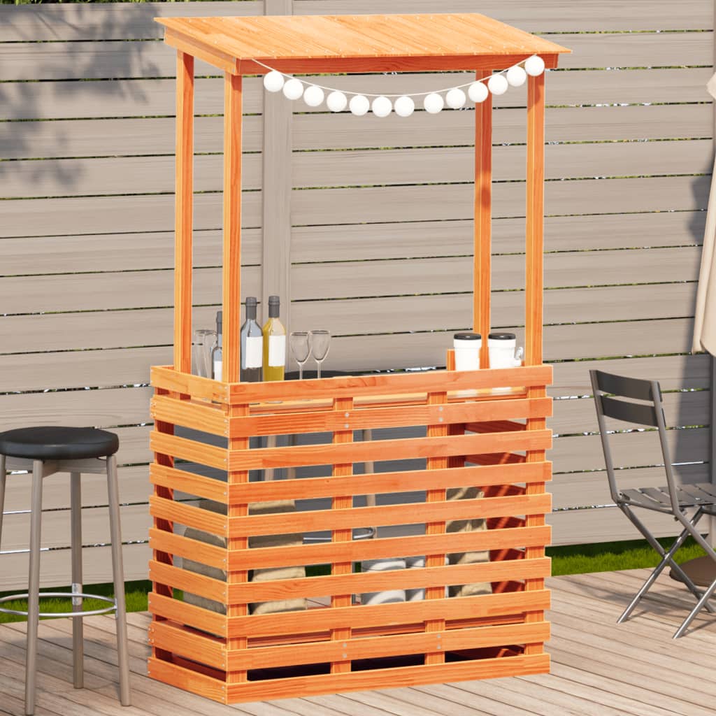 Gartenbar Mit Dach 112,5X57X195,5 Cm Massivholz Kiefer