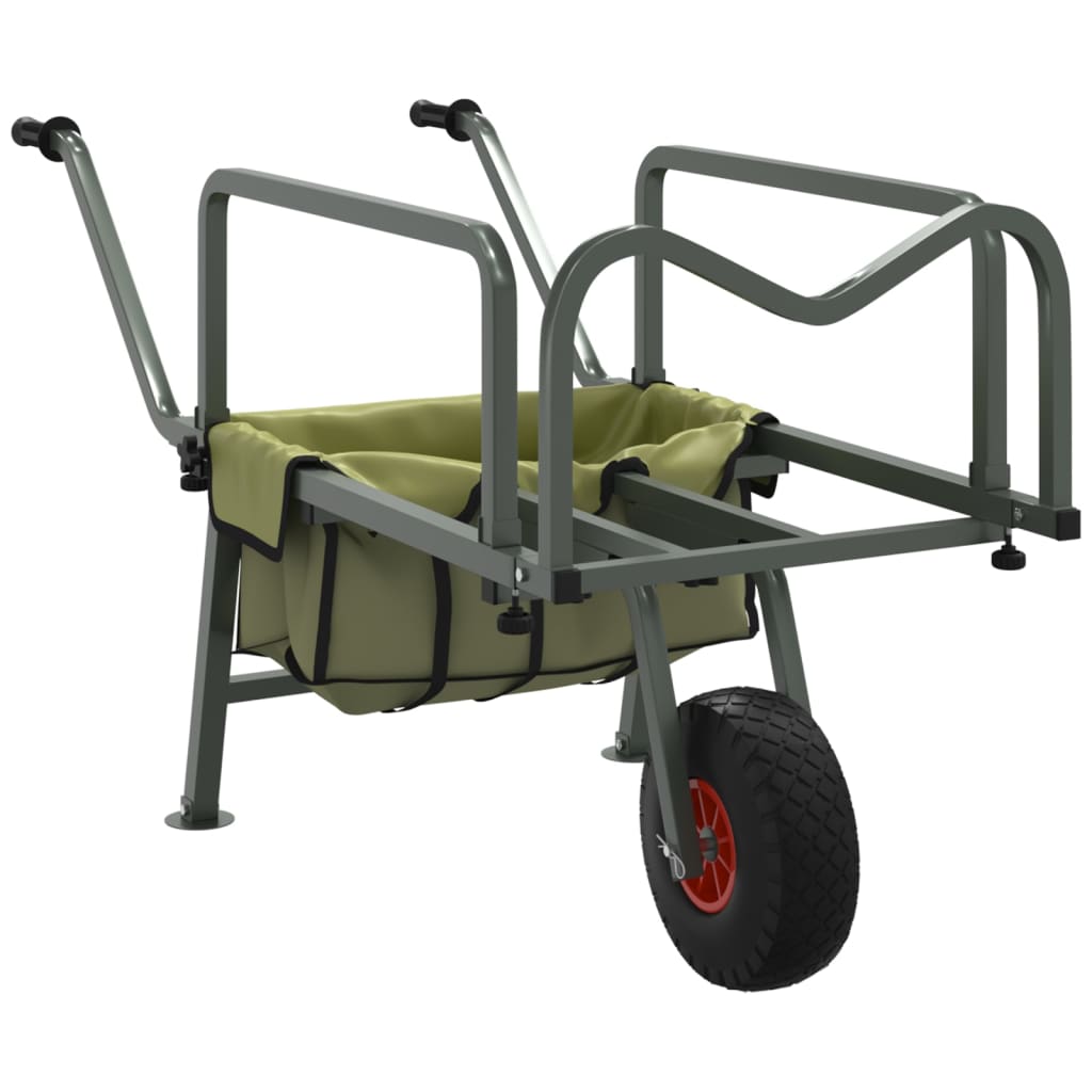Angelwagen Grün Mit Rad Pulverbeschichteter Stahl
