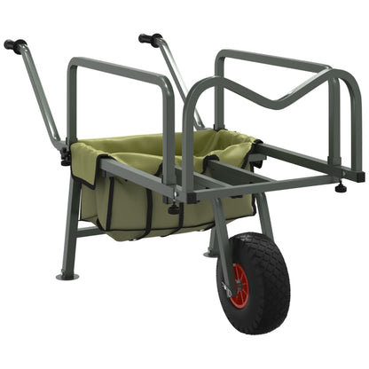 Angelwagen Grün Mit Rad Pulverbeschichteter Stahl