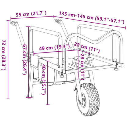 Angelwagen Grün Mit Rad Pulverbeschichteter Stahl