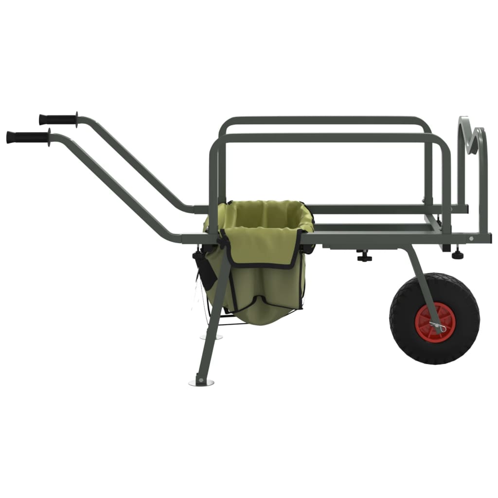 Angelwagen Grün Mit Rad Pulverbeschichteter Stahl