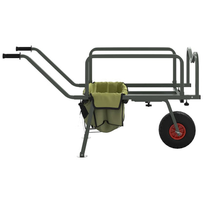 Angelwagen Grün Mit Rad Pulverbeschichteter Stahl