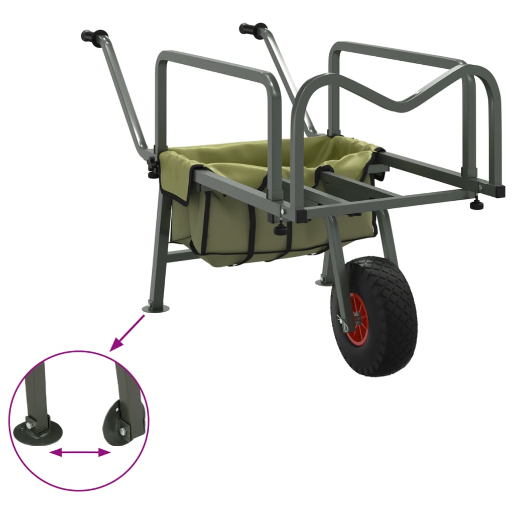 Angelwagen Grün Mit Rad Pulverbeschichteter Stahl