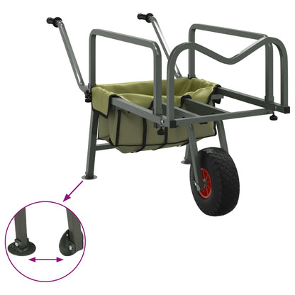 Angelwagen Grün Mit Rad Pulverbeschichteter Stahl