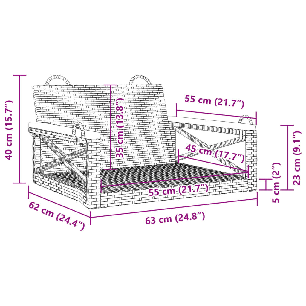 Hängesessel 63X62X40 Cm Poly Rattan