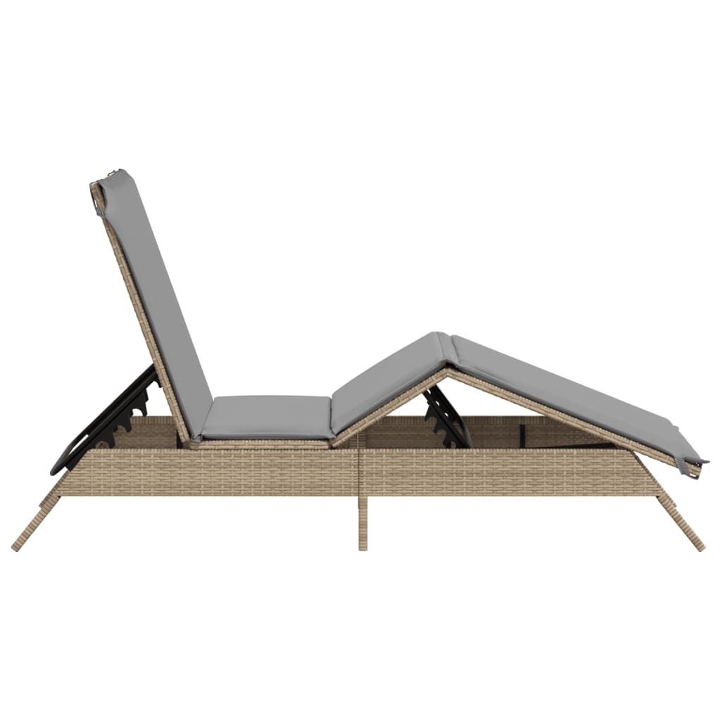 Sonnenliege Mit Auflage Beige Poly Rattan