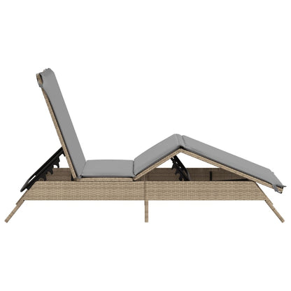 Sonnenliege Mit Auflage Beige Poly Rattan