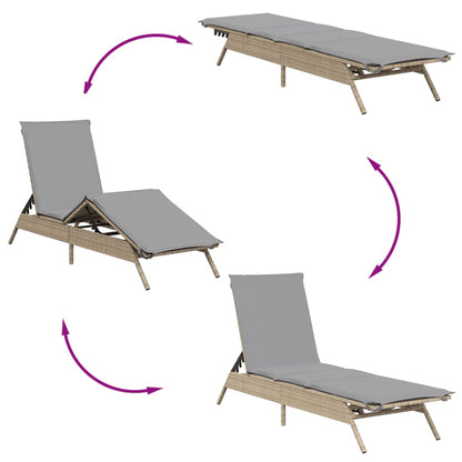 Sonnenliege Mit Auflage Beige Poly Rattan
