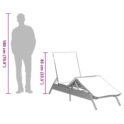 Sonnenliege Mit Auflage Beige Poly Rattan