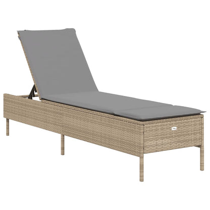Sonnenliege Mit Auflage Beige Poly Rattan