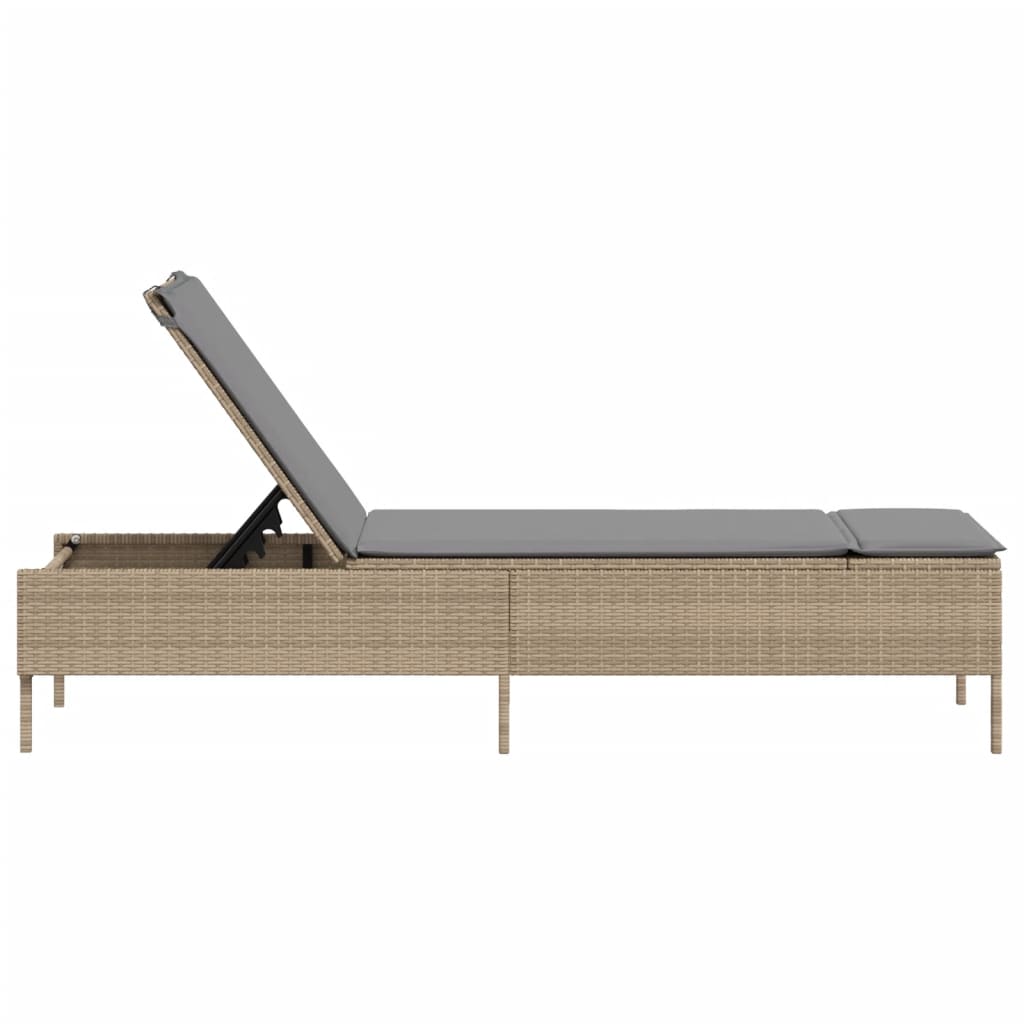 Sonnenliege Mit Auflage Beige Poly Rattan