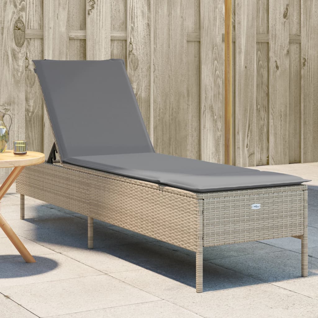 Sonnenliege Mit Auflage Beige Poly Rattan