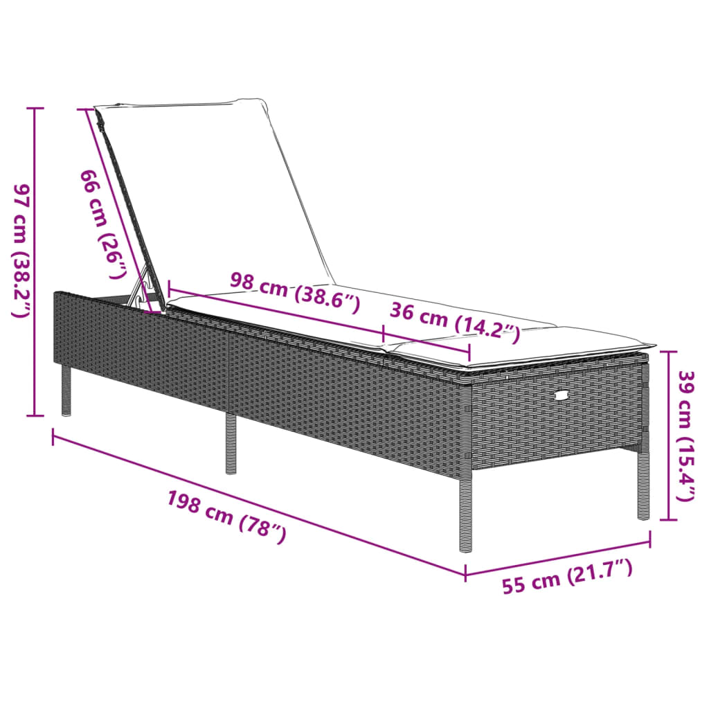 Sonnenliege Mit Auflage Poly Rattan