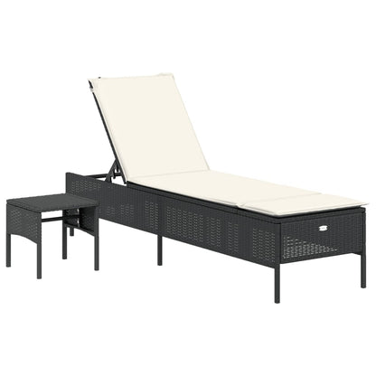 Sonnenliege Mit Tisch Und Auflage Poly-Rattan