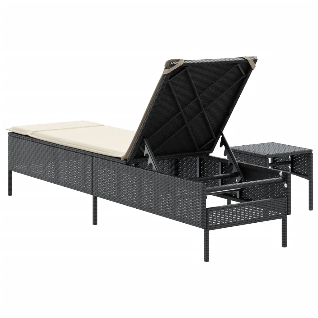 Sonnenliege Mit Tisch Und Auflage Poly-Rattan