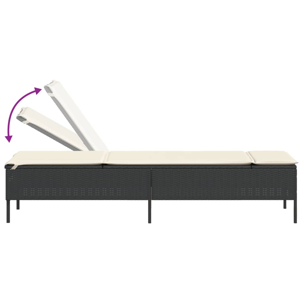Sonnenliege Mit Tisch Und Auflage Poly-Rattan