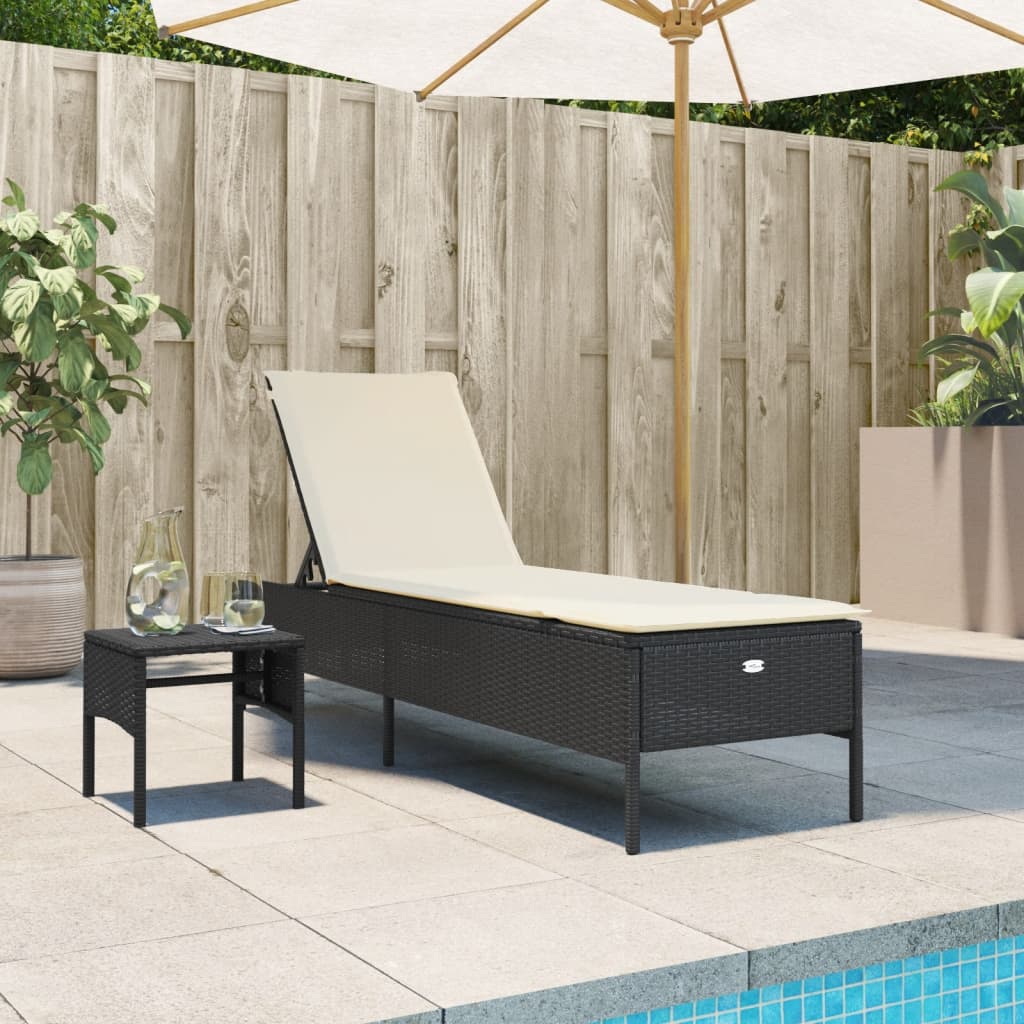 Sonnenliege Mit Tisch Und Auflage Poly-Rattan
