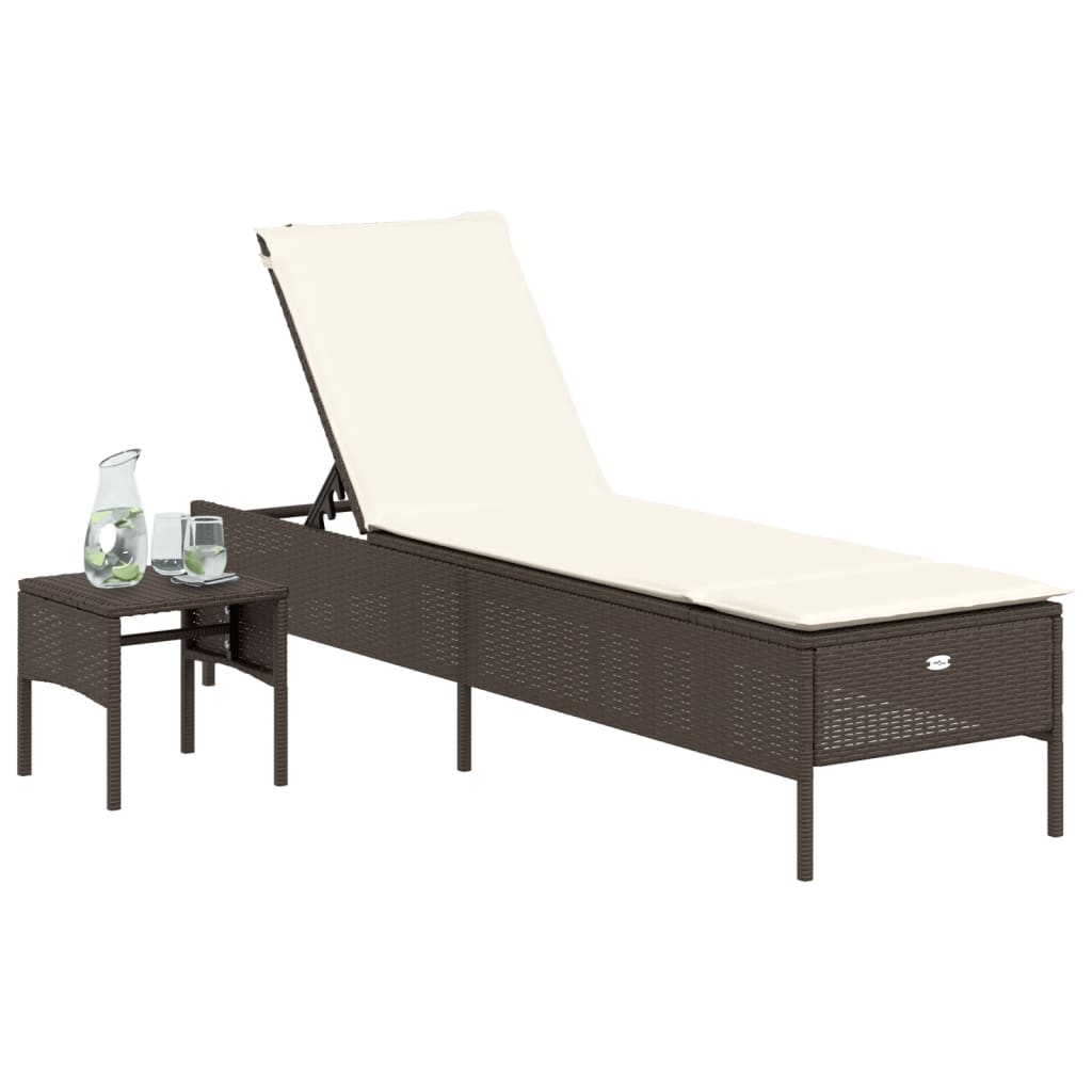 Sonnenliege Mit Tisch Und Auflage Poly Rattan