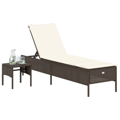 Sonnenliege Mit Tisch Und Auflage Poly Rattan