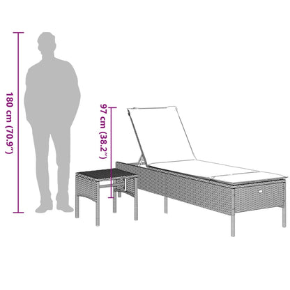 Sonnenliege Mit Tisch Und Auflage Poly Rattan