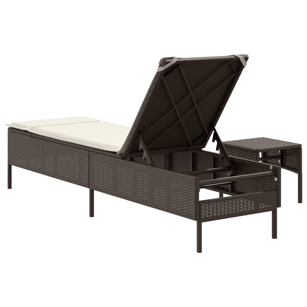 Sonnenliege Mit Tisch Und Auflage Poly Rattan