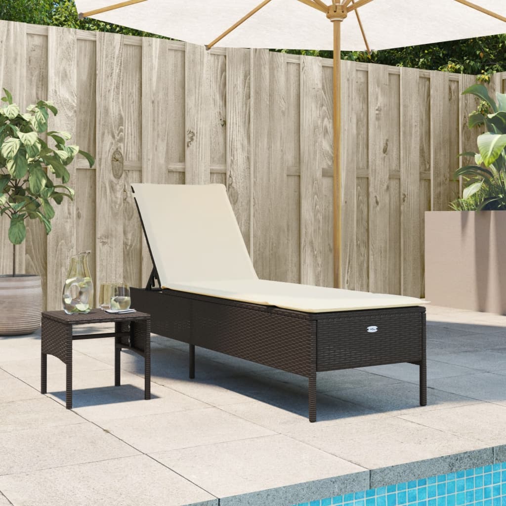 Sonnenliege Mit Tisch Und Auflage Poly Rattan