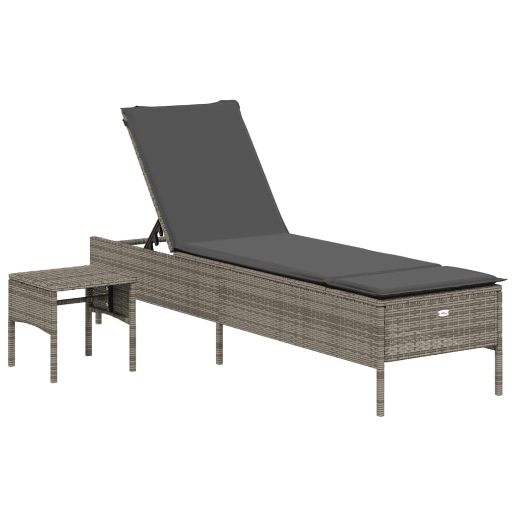 Sonnenliege Mit Tisch Und Auflage Poly Rattan