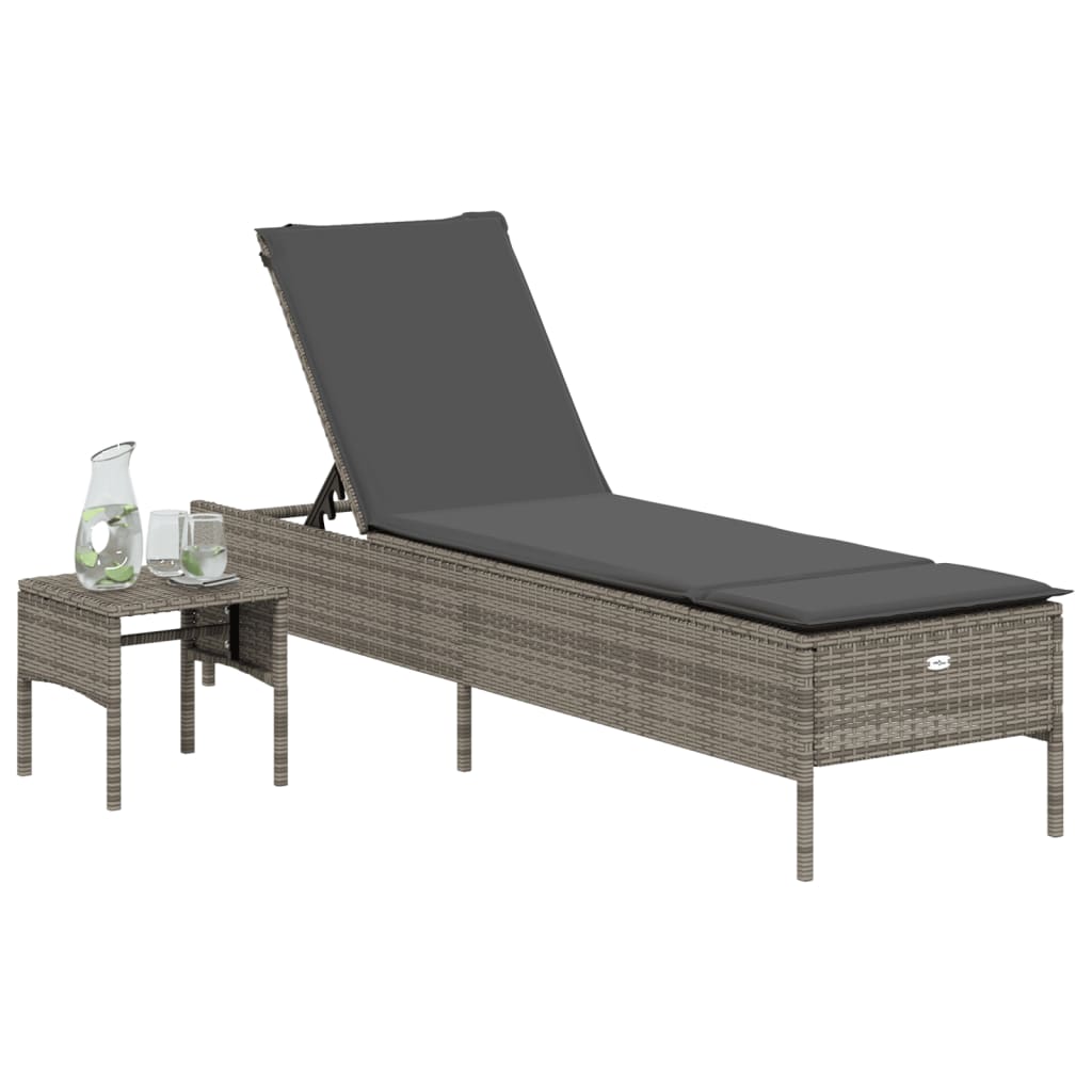 Sonnenliege Mit Tisch Und Auflage Poly Rattan