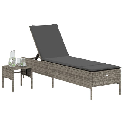 Sonnenliege Mit Tisch Und Auflage Poly Rattan
