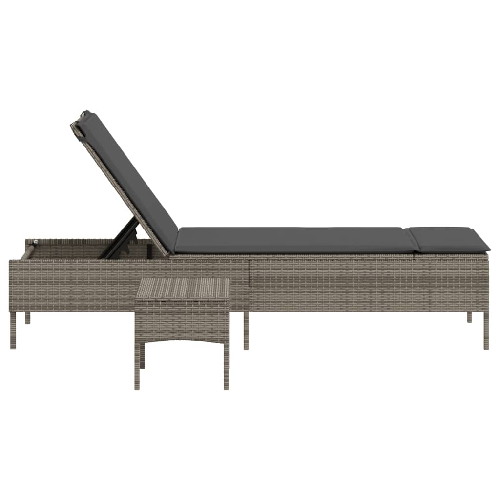 Sonnenliege Mit Tisch Und Auflage Poly Rattan