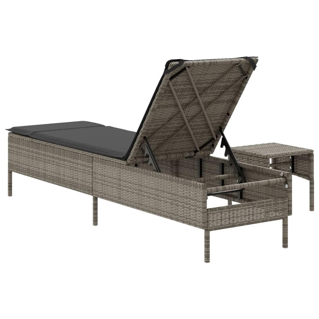 Sonnenliege Mit Tisch Und Auflage Poly Rattan
