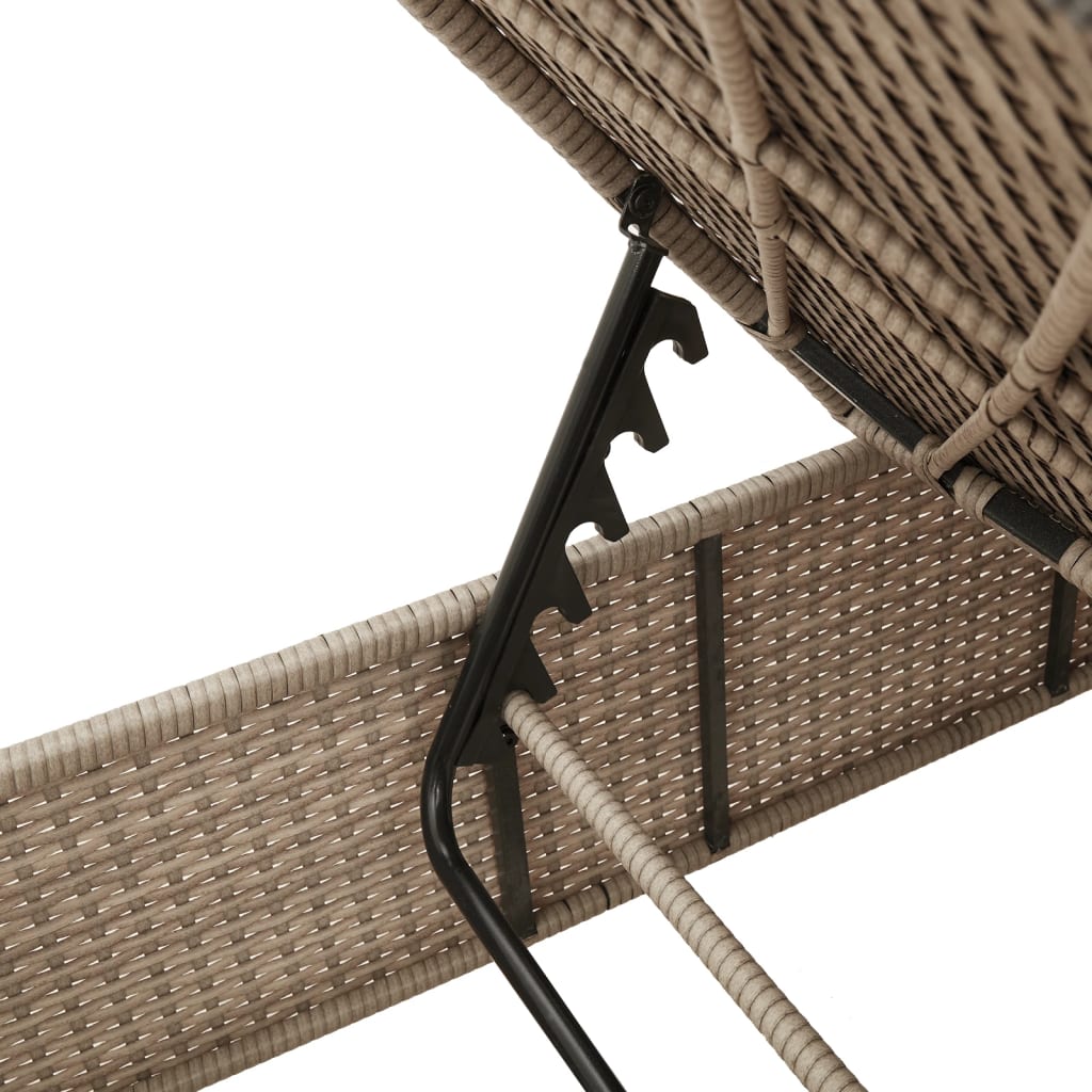 Sonnenliege Mit Tisch Und Auflage Beige Poly Rattan